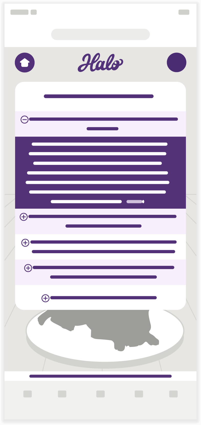 Halo Elevate wireframe – FAQ answer