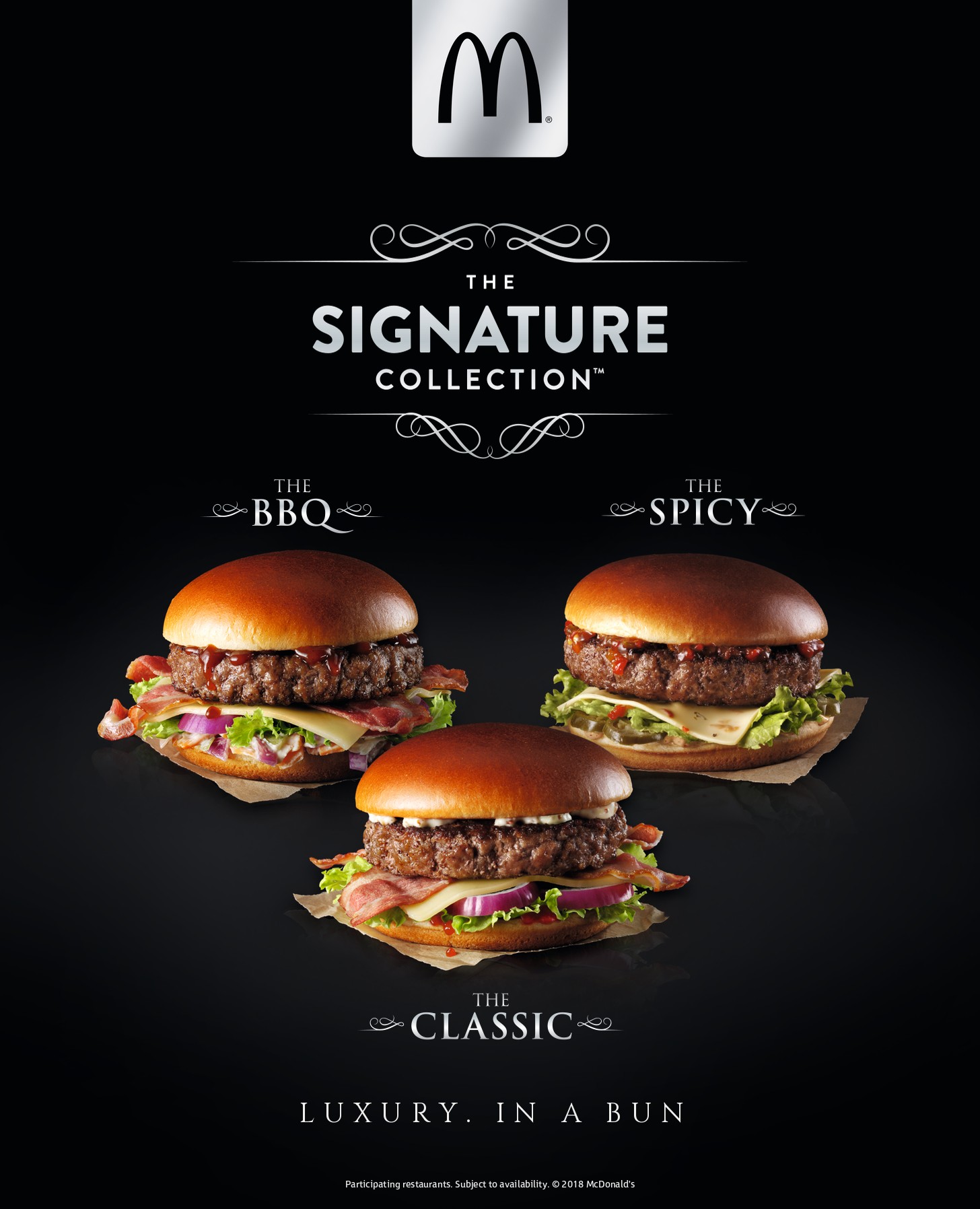 McDonald’s Signature Collection Metro poster – the BBQ, the Spicy and the Classic: Luxury. In a bun.