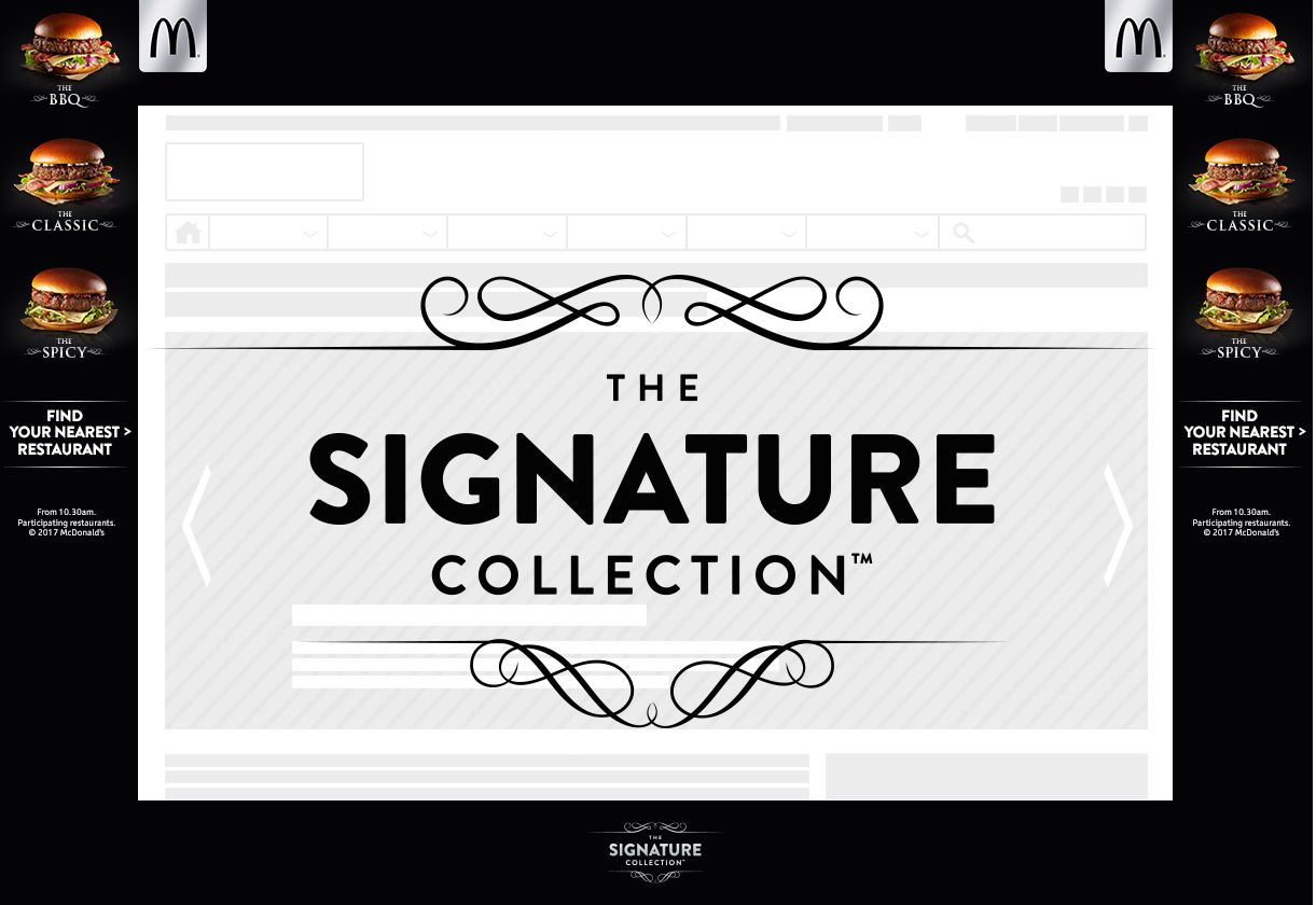 McDonald’s Signature Collection homepage takeover skin – desktop