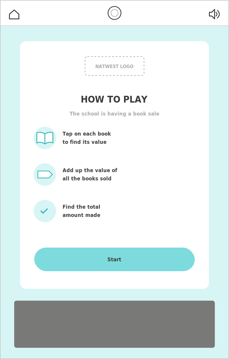 NatWest MoneySense wireframe – Book Sale Challenge – How to play
