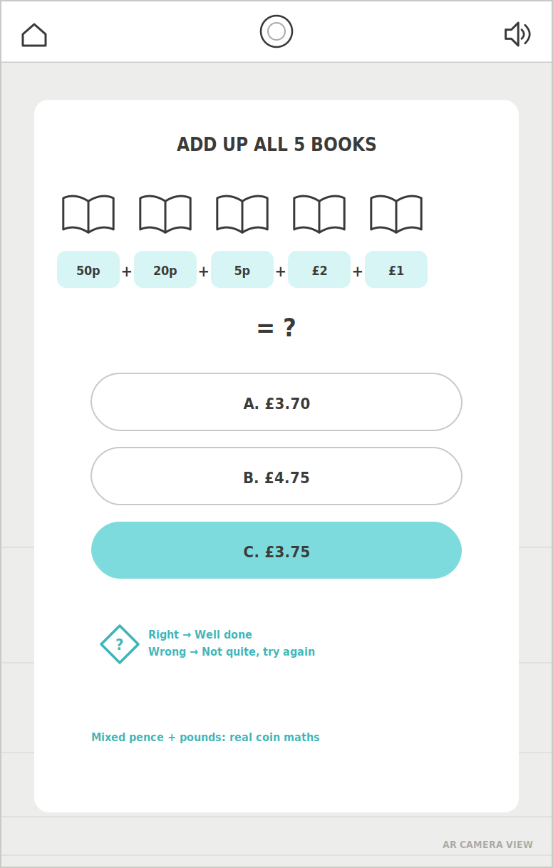 NatWest MoneySense wireframe – Book Sale Challenge – Add up the total
