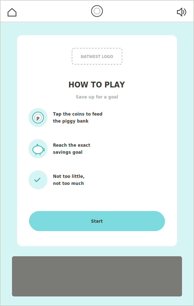 NatWest MoneySense wireframe – The Piggy Bank – How to play