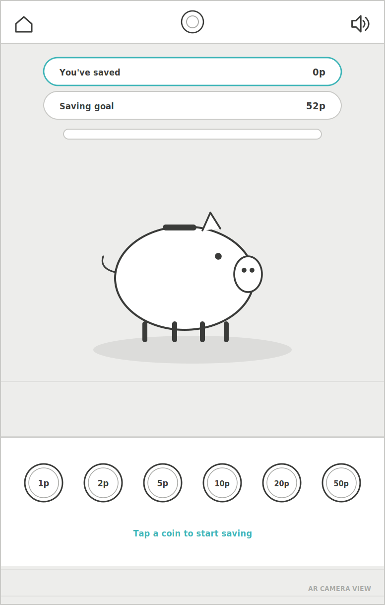 NatWest MoneySense wireframe – The Piggy Bank – Coins presented