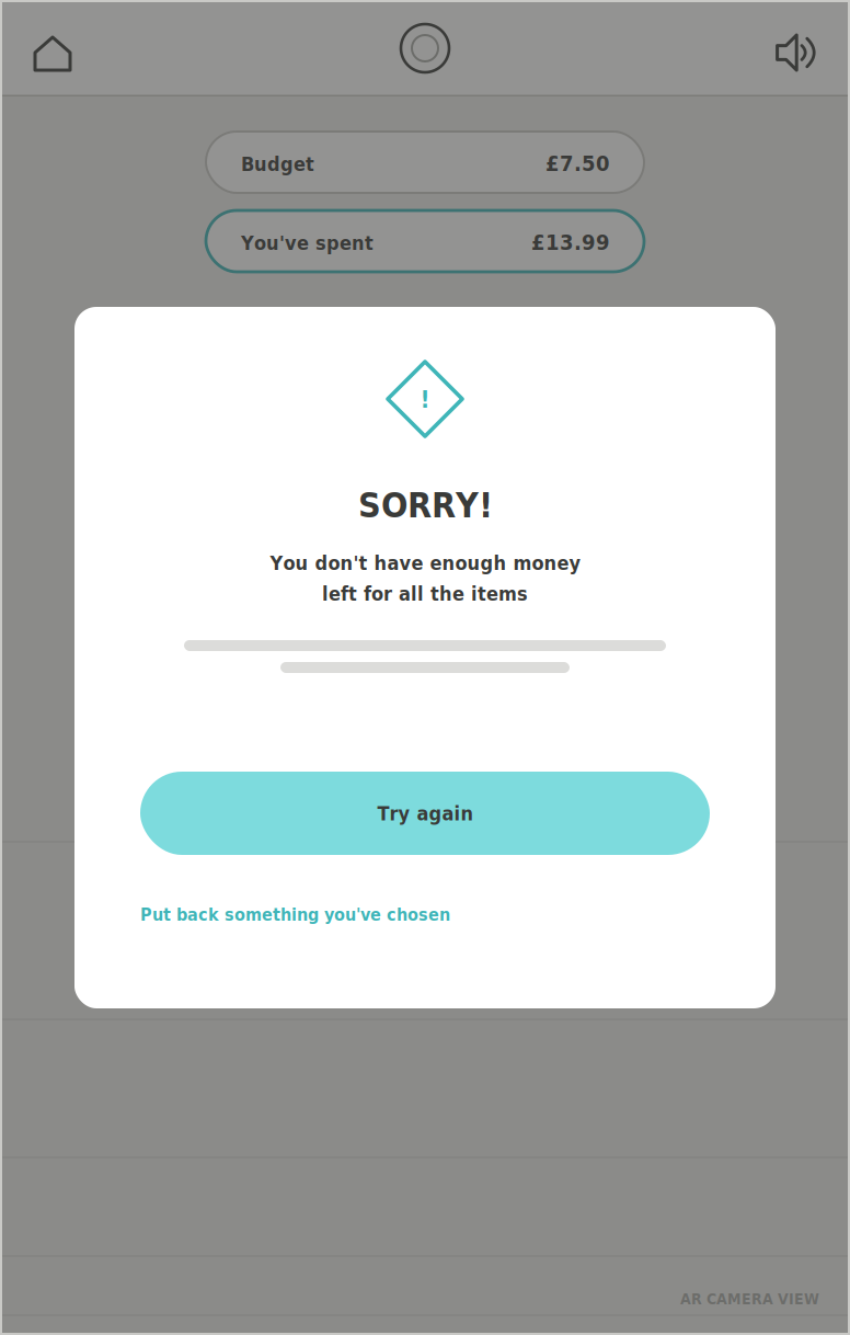 NatWest MoneySense wireframe – Spend It Right – Sorry! Over budget