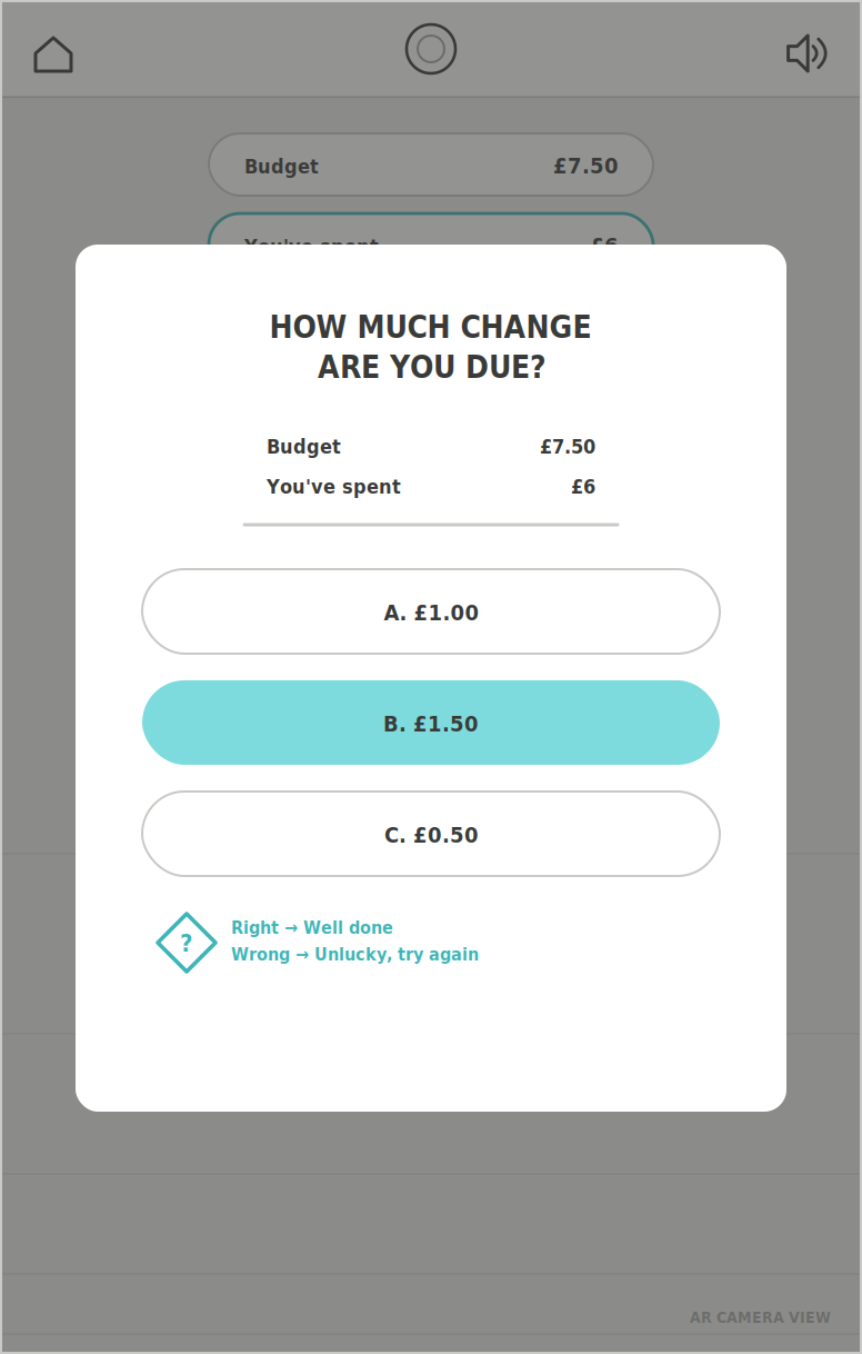 NatWest MoneySense wireframe – Spend It Right – How much change?