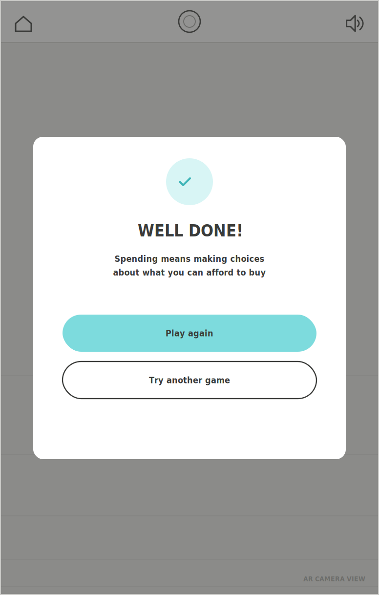 NatWest MoneySense wireframe – Spend It Right – Well done!
