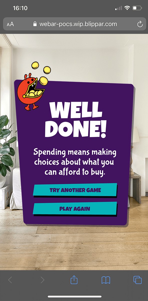 NatWest MoneySense Book Sale Challenge – Well done: result screen
