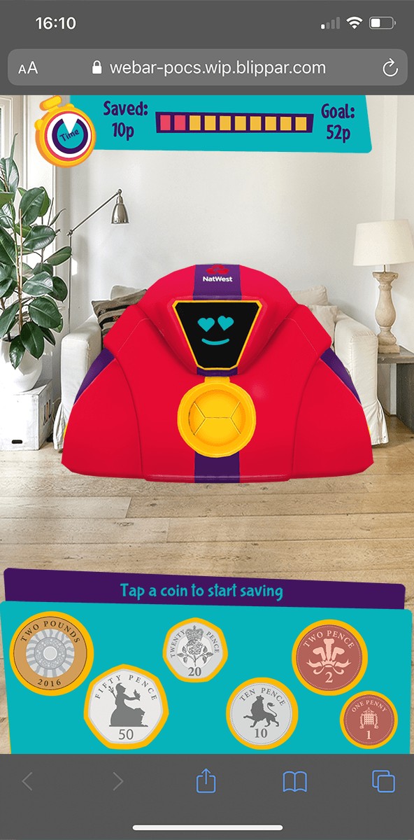 NatWest MoneySense The Piggy Bank – Tap a coin to start saving