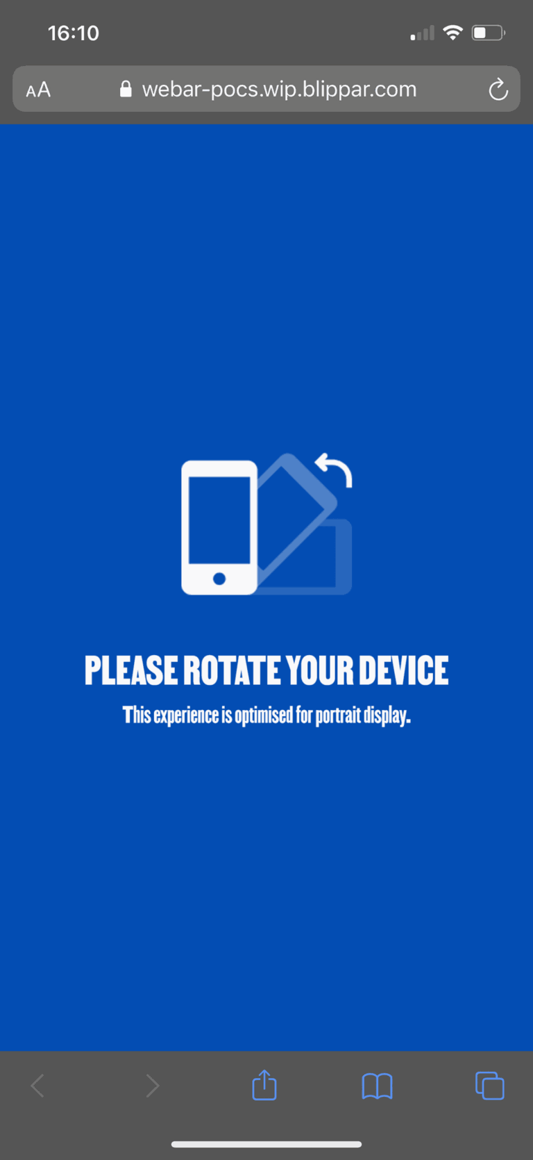 Hoop Heroes screen – rotate prompt