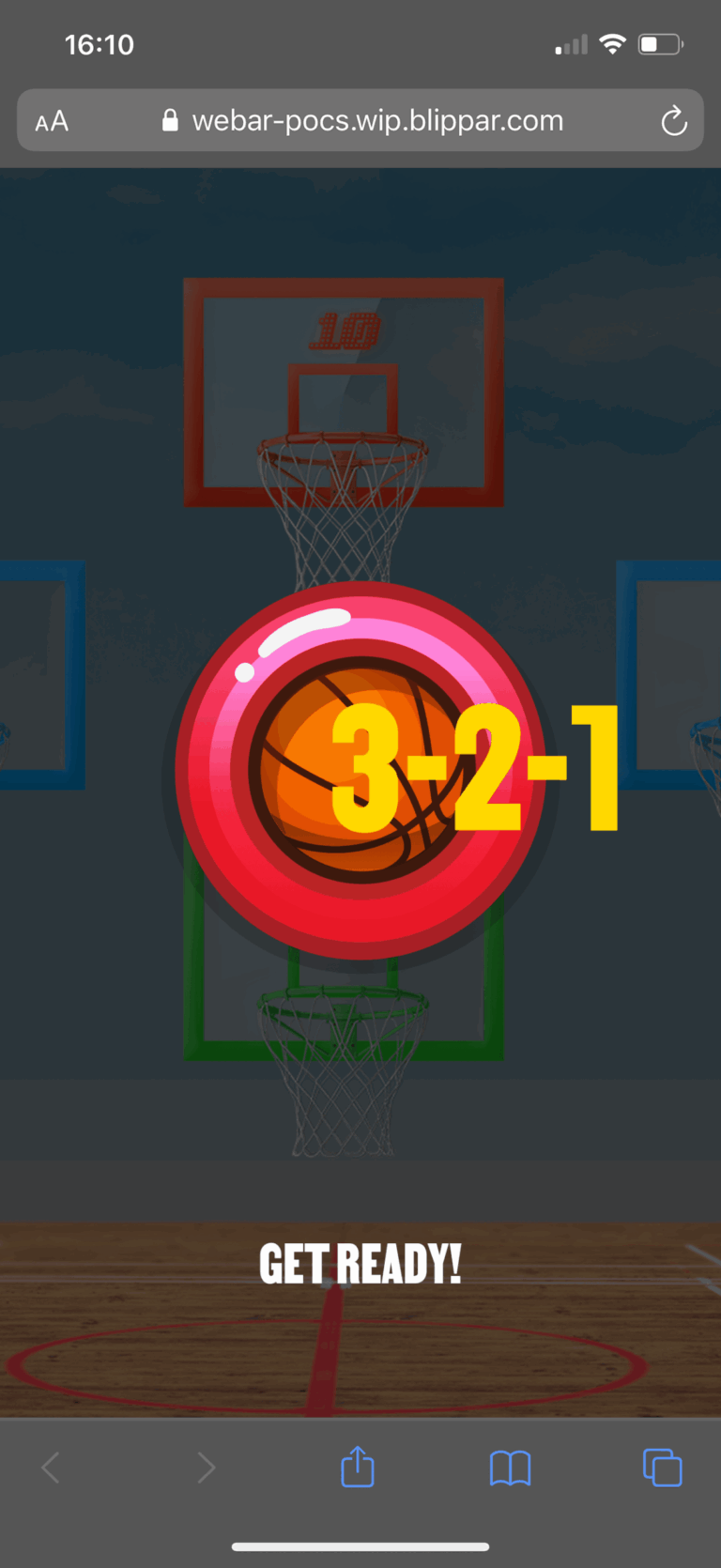 Hoop Heroes screen – countdown