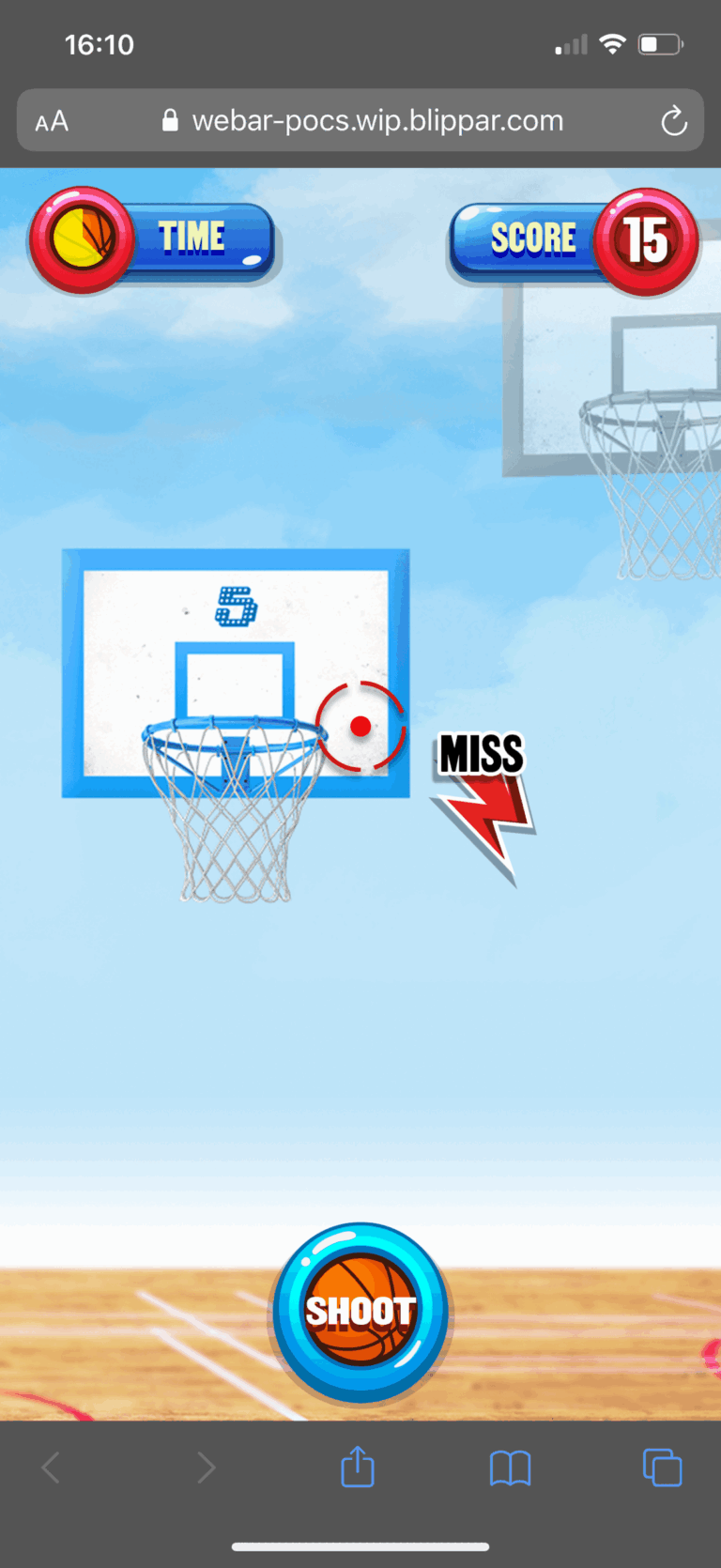 Hoop Heroes screen – miss b