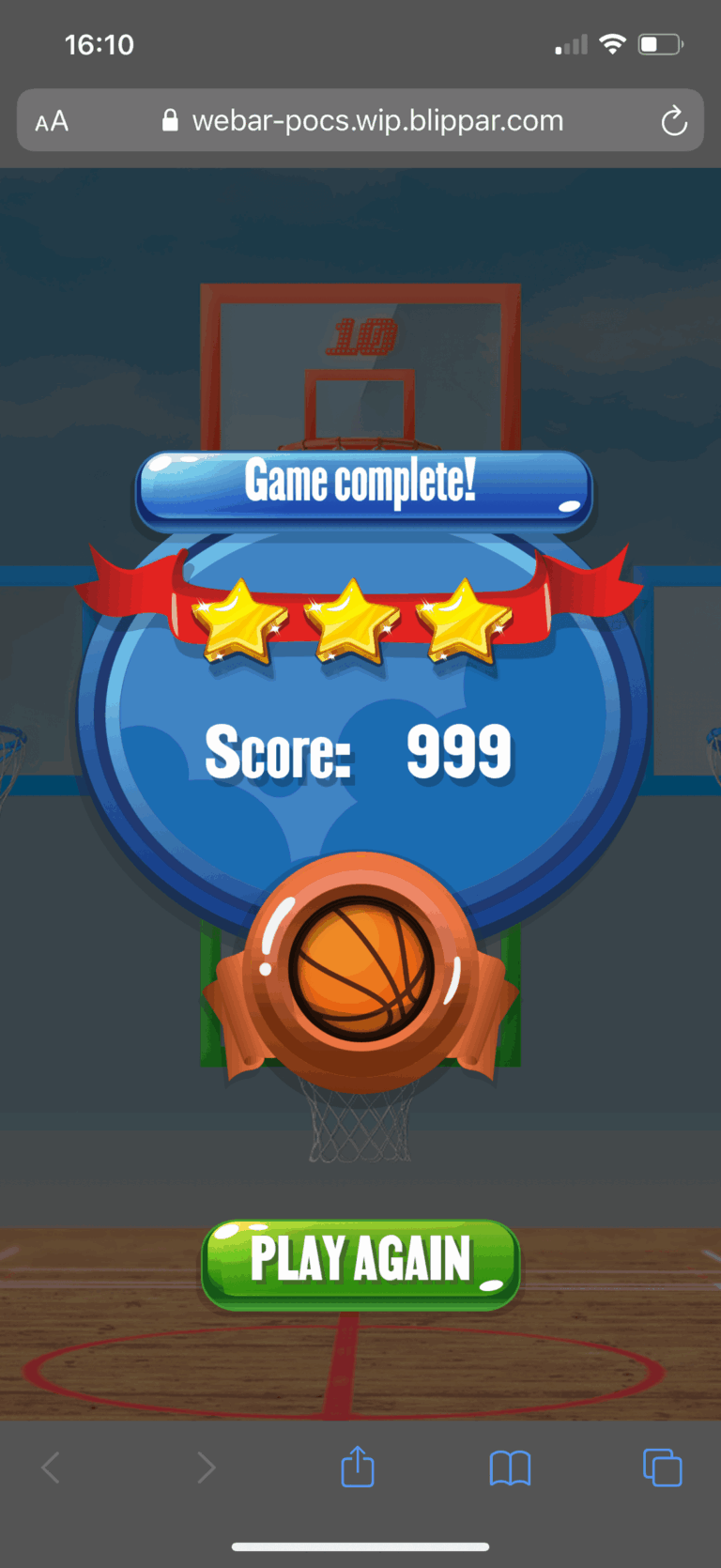 Hoop Heroes screen – level3 bronze