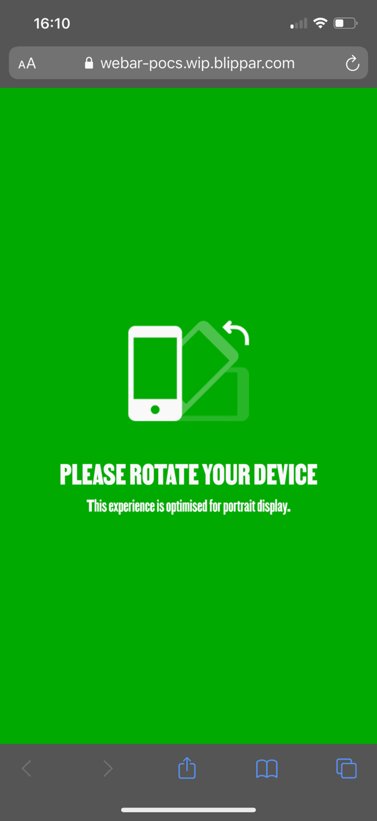 Soccer Scramble screen – rotate prompt