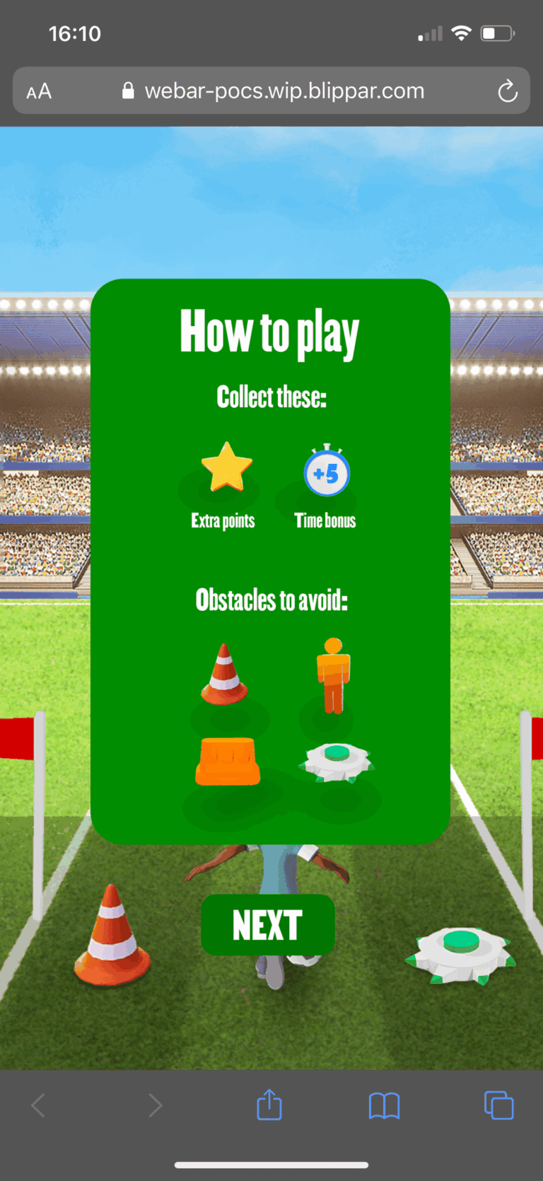 Soccer Scramble screen – howto