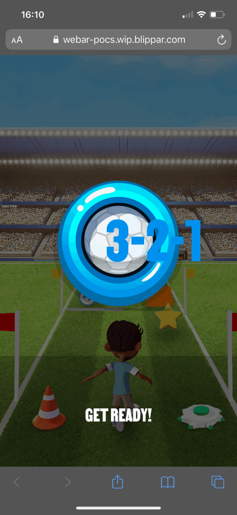 Soccer Scramble screen – countdown