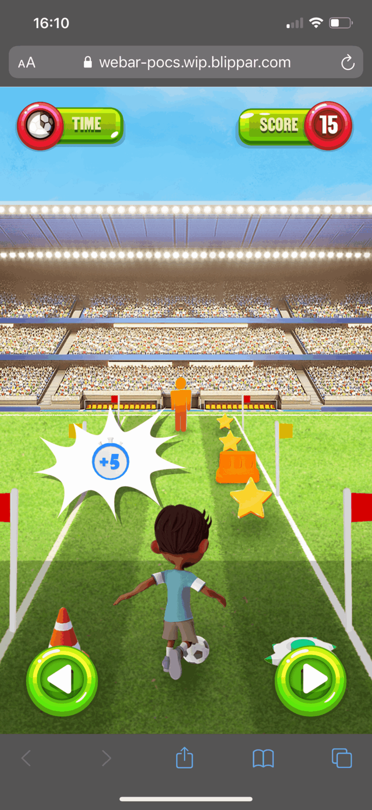 Soccer Scramble screen – gameplay timr