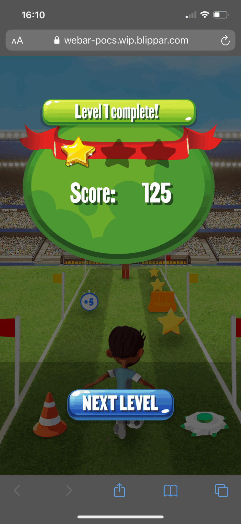 Soccer Scramble screen – level 1