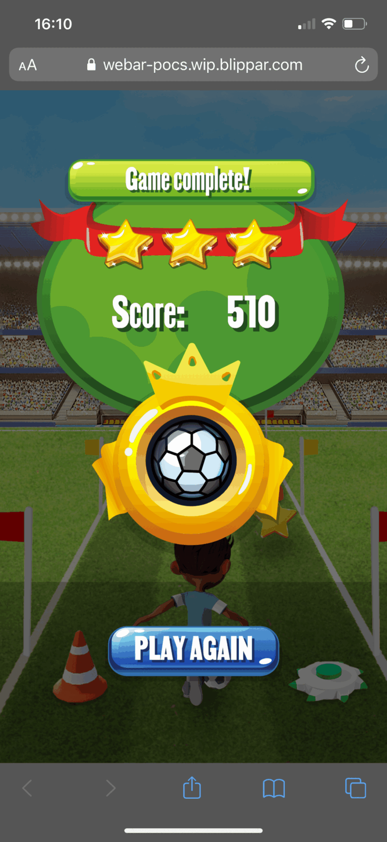 Soccer Scramble screen – gold
