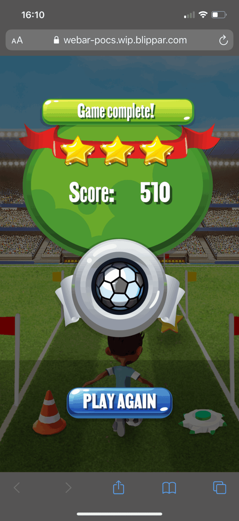 Soccer Scramble screen – silver
