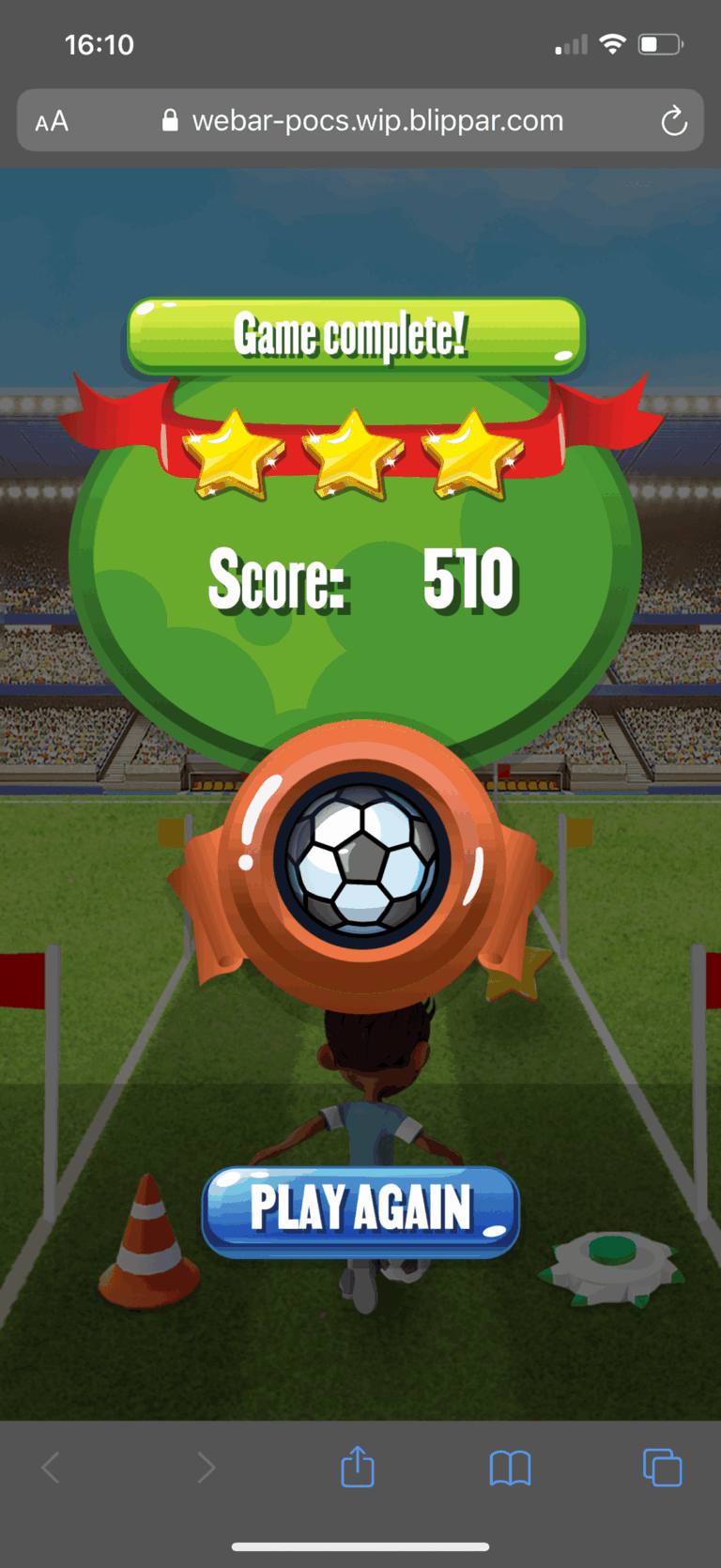 Soccer Scramble screen – bronze