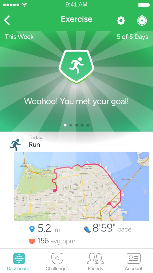 Fitbit app – Weekly goal met