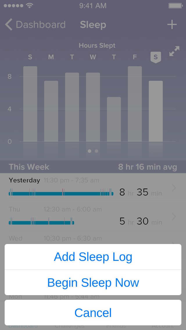 Fitbit app – Add sleep
