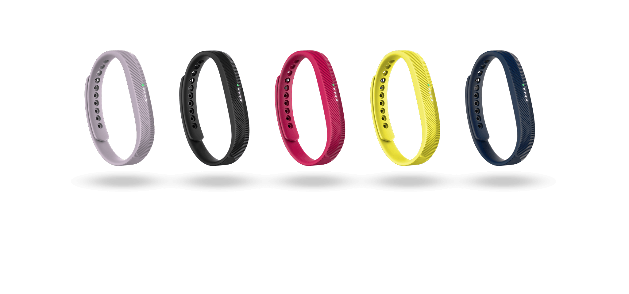 Fitbit Flex 2 bands in lavender, black, magenta, yellow and navy