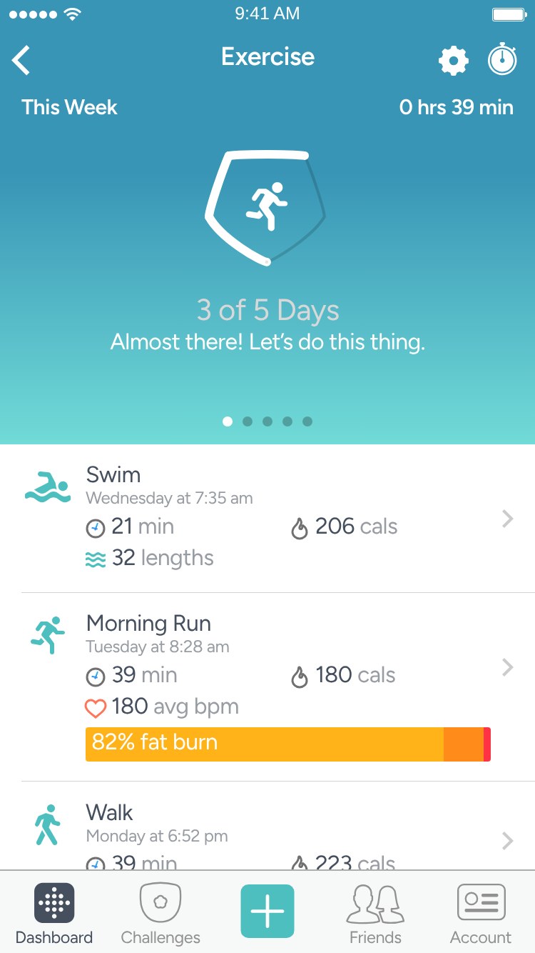 Fitbit app – Exercise week