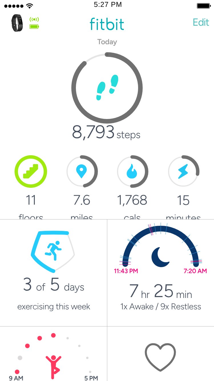 Fitbit app – Today, scrolled