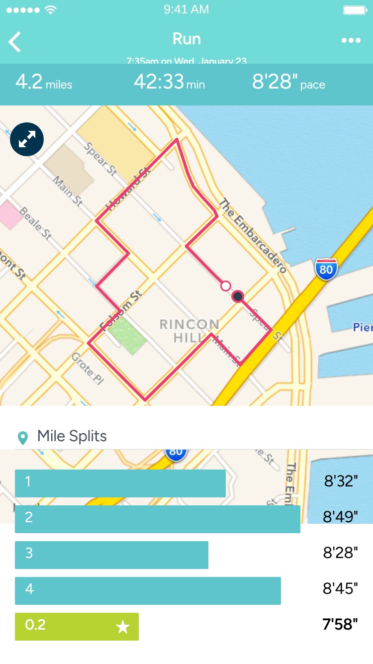Fitbit app – Run detail