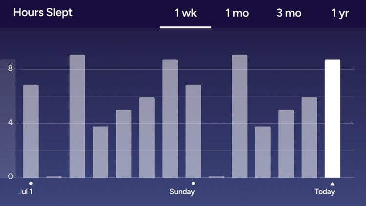 Fitbit app – Hours slept: landscape