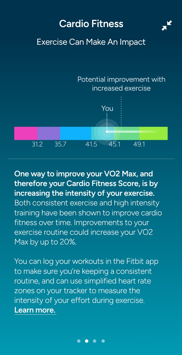 Fitbit app – Exercise impact
