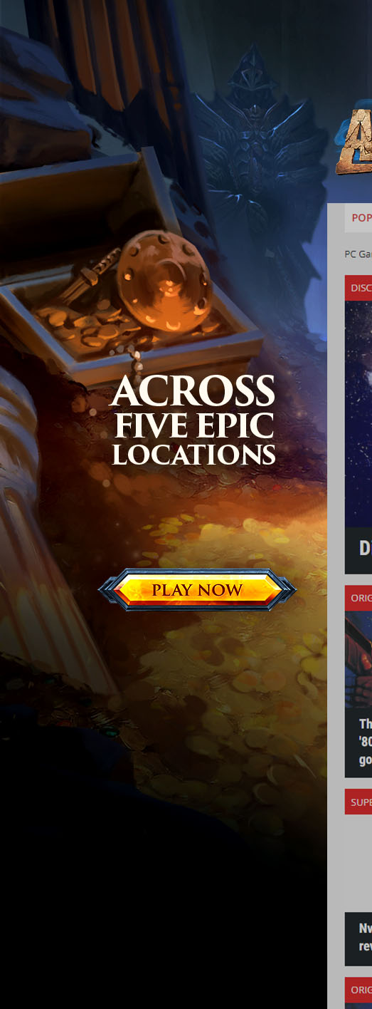 Archaeology site skin, left panel frame 2: Across five epic locations